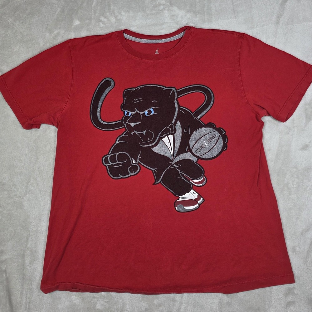 Jordan Shirt Mens XL Red Basketball Graphic Jumpman Spalding Black Panther